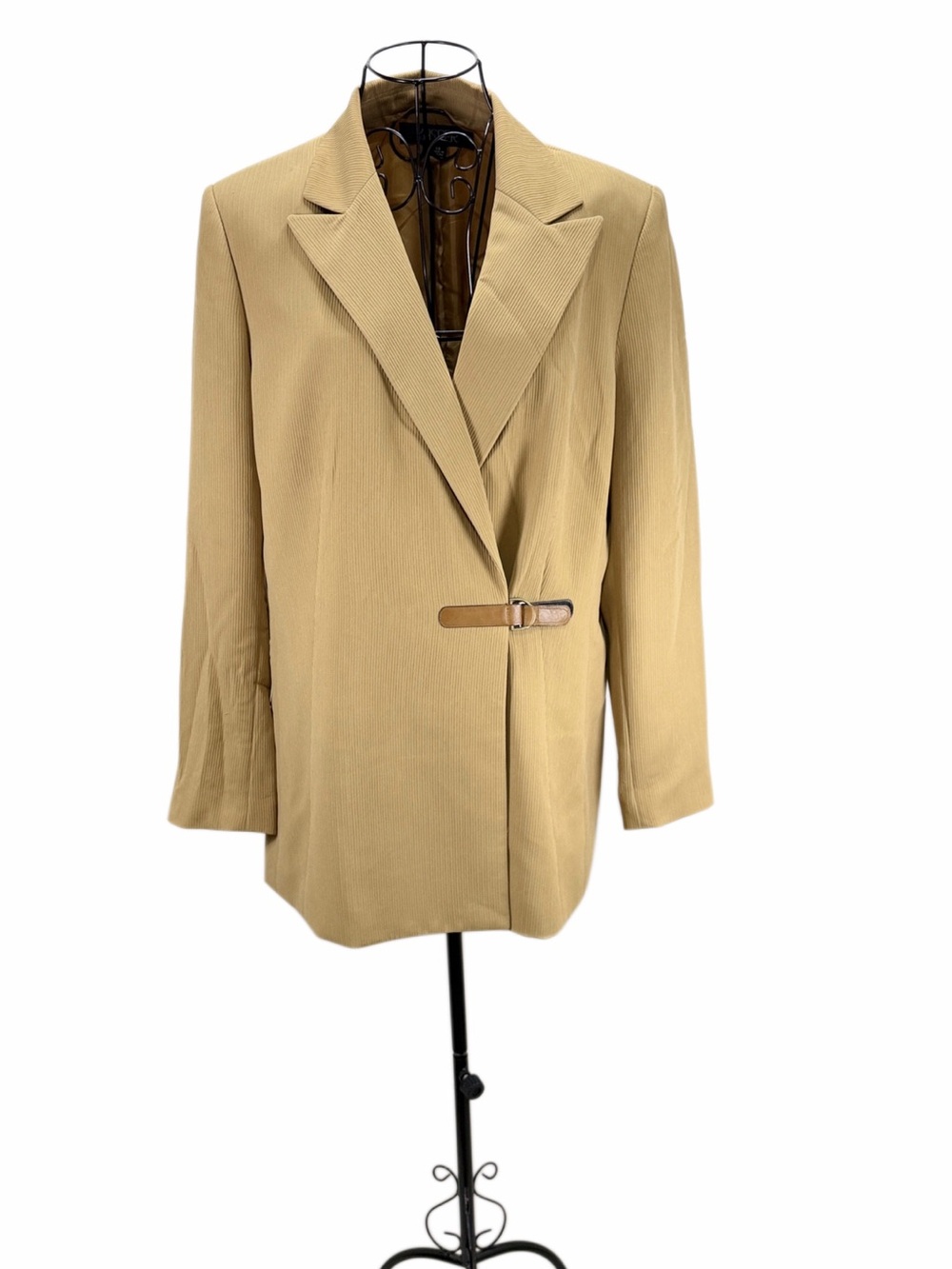 Kasper Size 14 Camel Textured 2 Piece Pantsuit Blazer Trousers